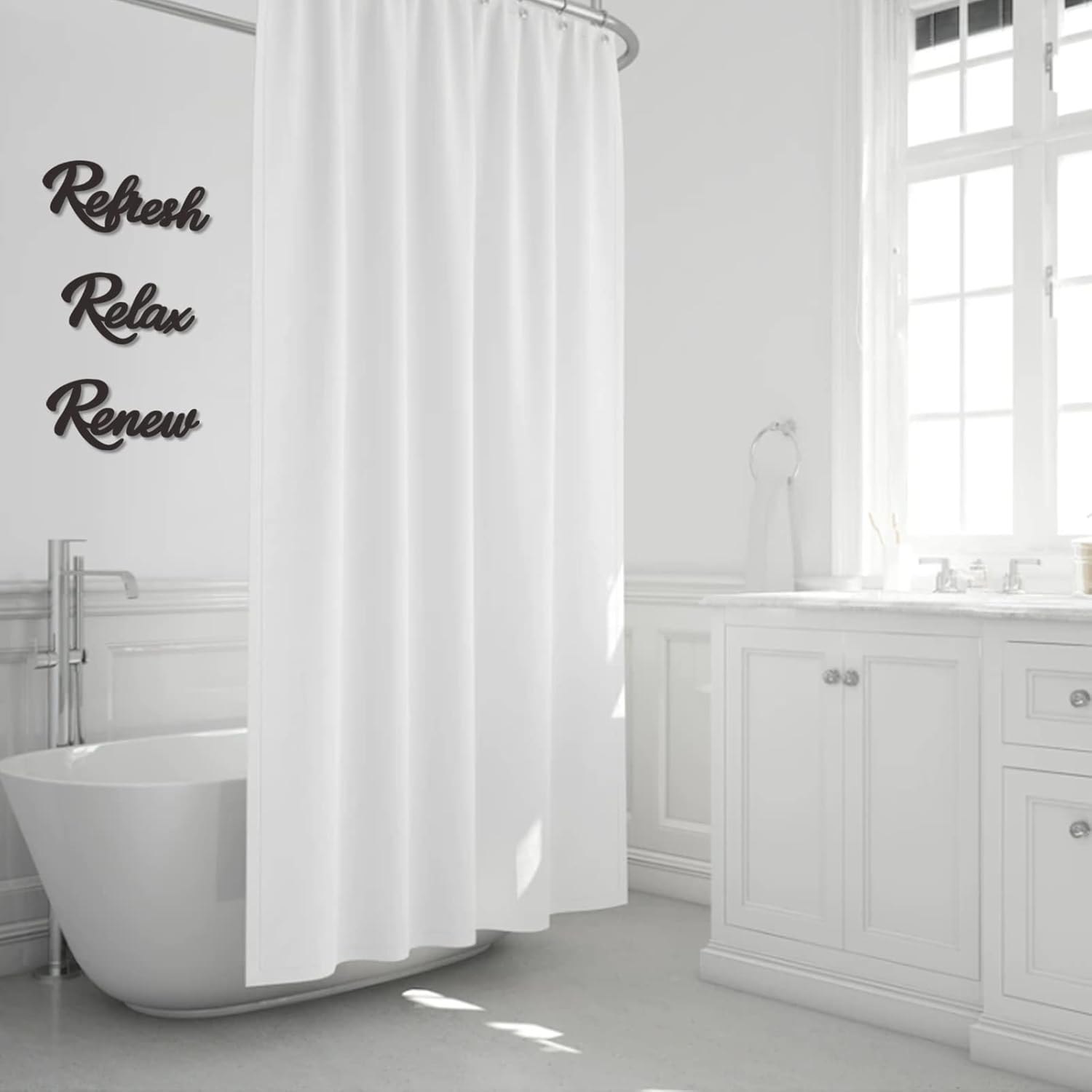 Skiennix Black Wooden Bathroom Sign - 3-Piece Wall Art Set for Farmhouse Decor | Relax, Renew, Refresh