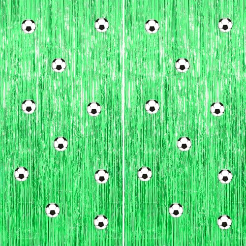 Lime Green Foil Fringe Curtains - 2 Pack, 3.3ft x 6.6ft Backdrop
