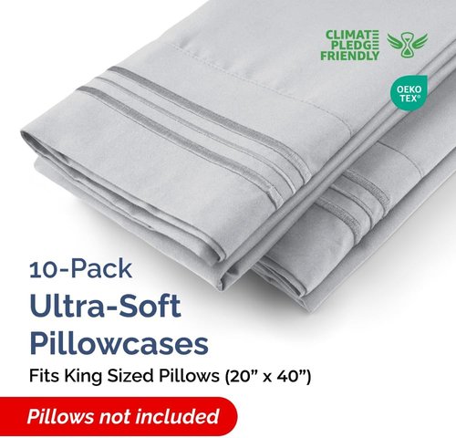 King Pillow Cases by [Brand Name] - Ultra Soft Hotel Quality Covers | Wrinkle-Free & Fade Resistant - 10 Pcs Set in Steel Blue