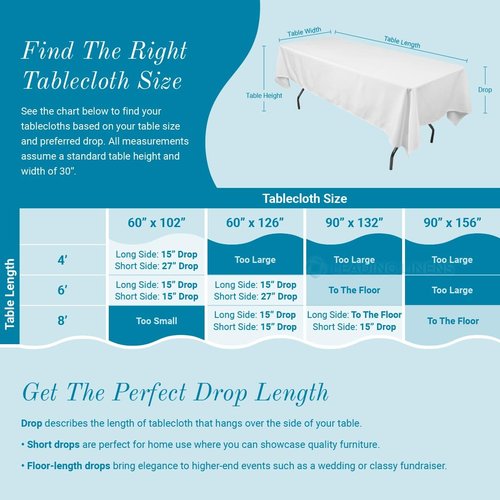 Sparkles Make It Special 10-pcs 60" x 102" Inch Rectangular Polyester Cloth Fabric Linen Tablecloth - Wedding Reception Restaurant Banquet Party - Machine Washable - Ivory
