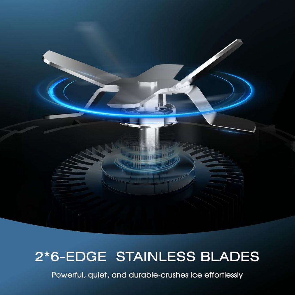 Nahida Blender - 1200W Smoothie Blender for Ice Crushing | Personal Blenders with 2 Six-Fin Blades & Easy Go Cups (23oz, 32oz, 37oz) - Silver