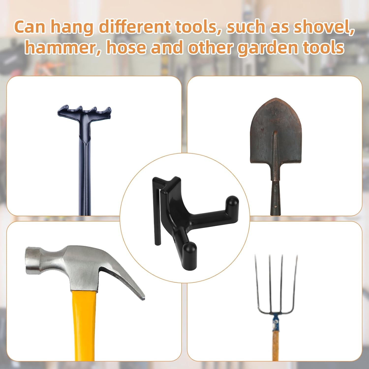 Rubbermaid FastTrack 6-Piece Shed Hooks - Multi-Purpose Organizer for Garage Tools & Sports Equipment