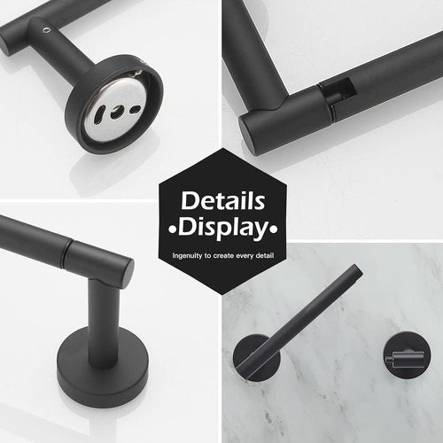 BWE Toilet Paper Holder - Wall-Mounted, Rust-Resistant SUS 304 Stainless Steel | Black Finish