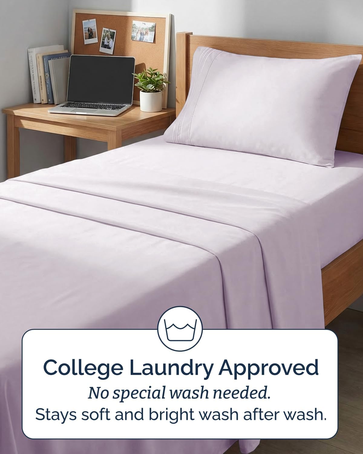 Skiennix Twin XL Sheet Set - Comfy Cooling Bed Sheets - Luxury Bedding in Light Lavender - Deep Pockets & Wrinkle-Free