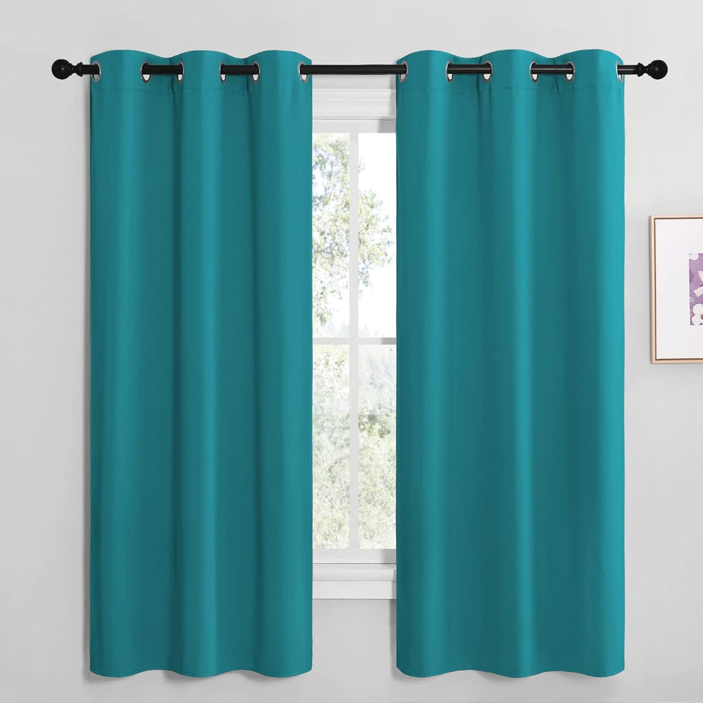 NICETOWN Blackout Curtains - Room Darkening Thermal Insulated Grommet Panels | Peacock Teal, 68 Inch Length, 2 Pieces