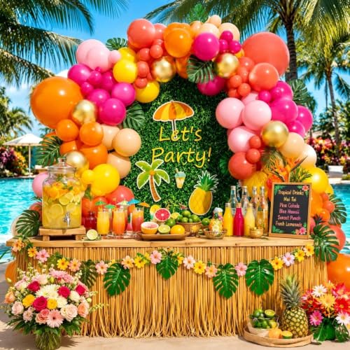 156-Piece Tropical Balloon Arch Kit for Luau and Birthday Party Decor