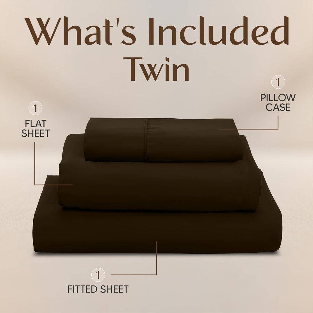 Utopia Bedding Twin Sheet Set - Soft & Breathable Microfiber, 3-Piece Bed Sheets in Brown