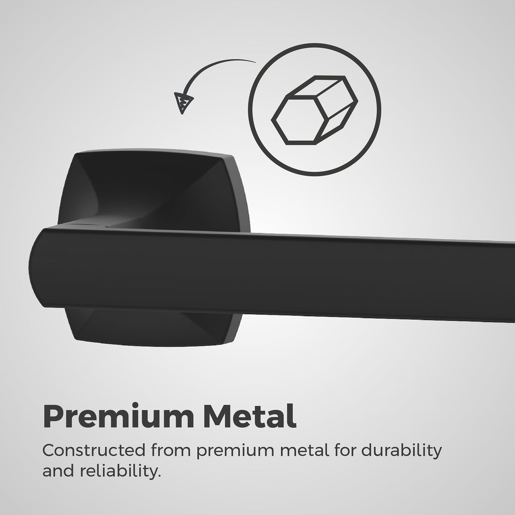 Pfister Vaneri Bath Towel Bar for Bathroom, 24-Inch, Wall-Mounted, Screw-In, Matte Black Finish, BTBVRI2B