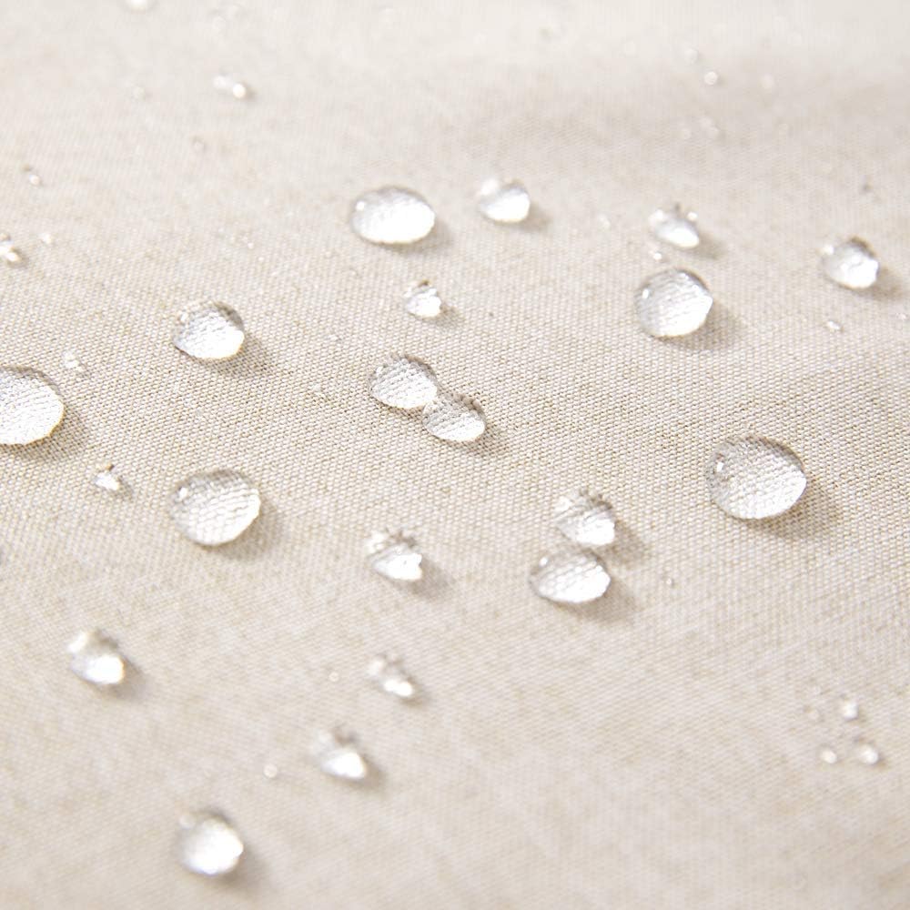 MIULEE Decorative Outdoor Throw Pillow Covers - Waterproof Faux Linen Cushion Cases | 16x16 Inch Beige (Pack of 2)