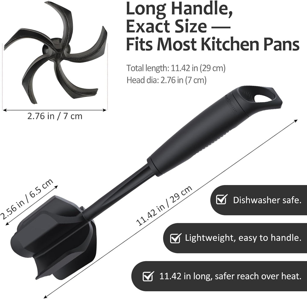 Ourokhome Meat Chopper - Heat Resistant Nylon Ground Beef Smasher with 5 Curved Blades | Black Kitchen Gadget