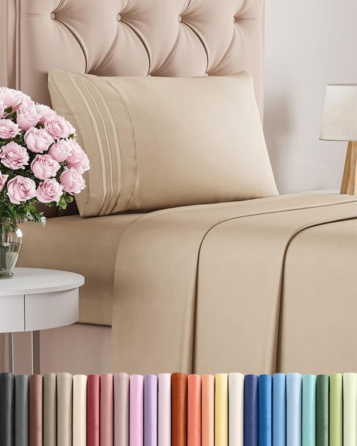 Comfy Twin Size 3-Piece Sheet Set by [Brand Name] | Breathable Cooling Bed Sheets - Ultra-Soft, Deep Pockets - Oeko-Tex Certified, Cream