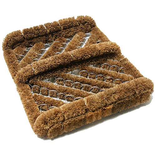 Rubber-Cal Herringbone Coir Boot Scraper Brush - 2.5x12x13 Inch, Tan