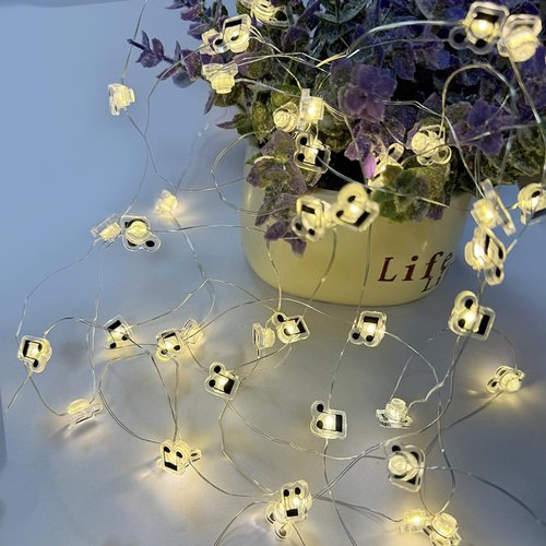 GUOCHENG 16FT 50LEDs Music Note String Lights, Music Stave Fairy Light 3AA Batteries Operated Decorative Light Strings, Musical Starry Lights for Indoor Outdoor(1 Pack)