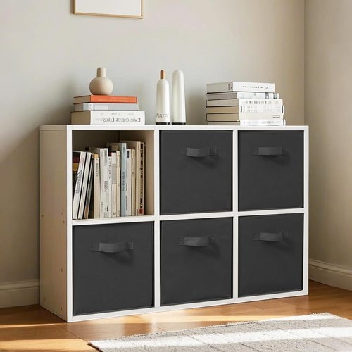 Easi 11-Inch Cube Storage Bins - Collapsible Fabric Organizers with Handles | Black Storage Baskets for Closet & Shelf