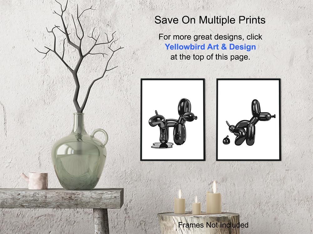 Skiennix Balloon Dog Bathroom Decor Set - Cute Y2K Black Bath Print & Wall Art | Aesthetic Kids' Decor