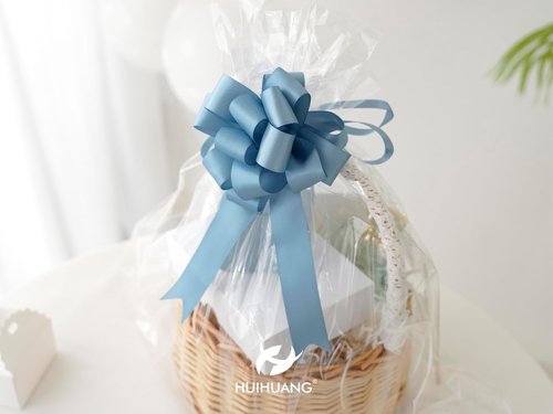 HUIHUANG Dusty Blue Pull Bows - 4"x8" Satin Gift Bows for Wrapping, Baby Showers & Weddings | 12 PCS