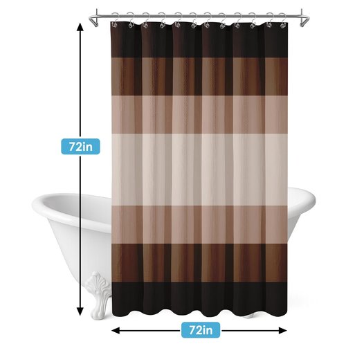 Nesphy Shower Curtain and Liner, Brown Striped 3 in 1 Shower Curtain and PEVA Liner Set with 12 Rust-Resistant Metal Hooks, Waterproof Fabric Shower Curtains for Bathroom, 72 W x 72 H