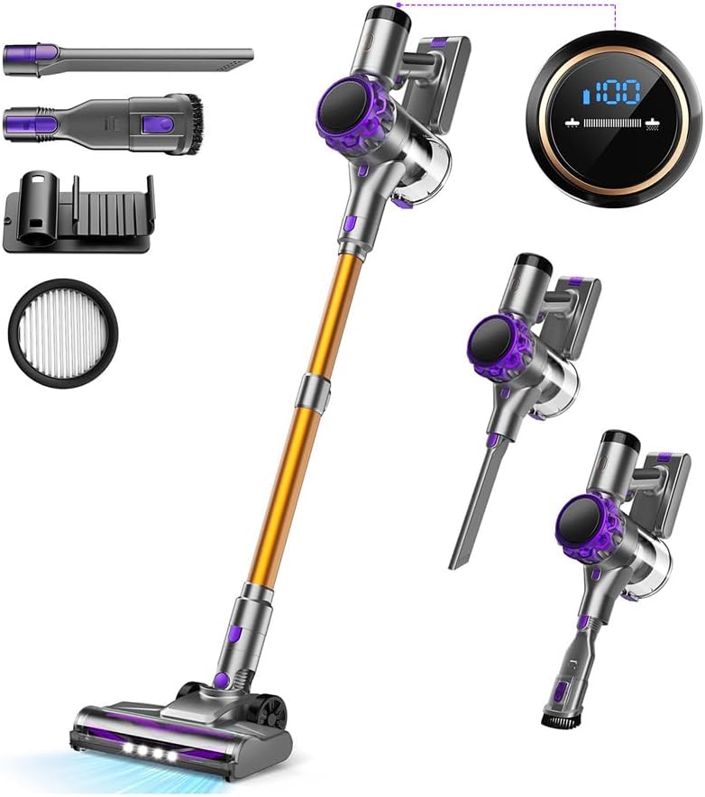 UML0 S3P Cordless Vacuum Cleaner - 45kPa Suction Power | 55-Minute Runtime, Self-Standing Design for Pet Hair & Hard Floors