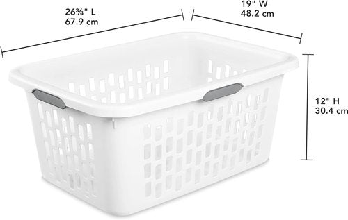 Large Plastic Laundry Basket by [Brand Name] - 2 Bushel Capacity, Durable & Collapsible with 4 Comfort Grip Handles | Ideal for Bedroom, Laundry Room & Dorm
