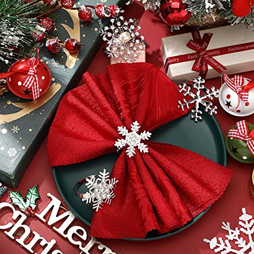Patelai Christmas Snowflake Napkin Rings Set - Silver, 24 Pieces