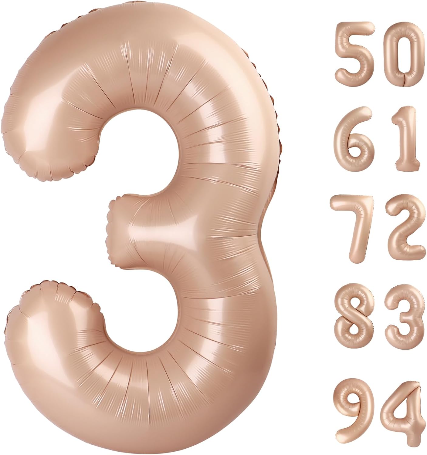 Beige 3 Balloon - 40 Inch Tan Number Balloon for 3rd Birthday Decorations | Perfect for Kids & Adults
