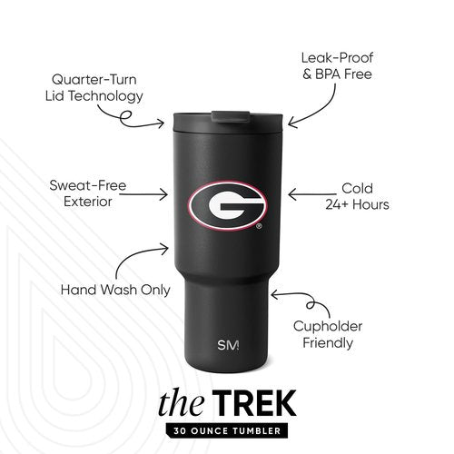 Simple Modern Officially Licensed Collegiate Georgia Bulldogs 30 oz Tumbler with Flip Lid and Straws | Insulated Cup Stainless Steel | Gifts for Men Women | Trek Collection | University of Georgia