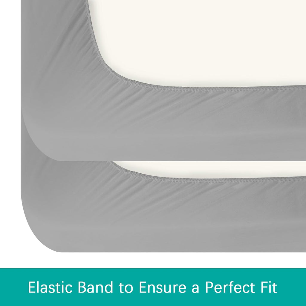 Skiennix Waterproof Crib Sheets - Ultra Soft & Breathable Toddler Mattress Protector | 2 Pack, Grey