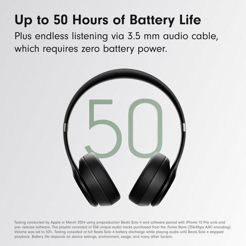 Beats Solo 4 Wireless On-Ear Bluetooth Headphones - 50-Hour Battery Life, Ultra-Lightweight Comfort | Matte Black