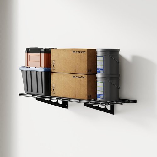 FLEXIMOUNTS Garage Shelving | Heavy-Duty Wall-Mounted Storage Rack | 1x3ft | Holds Up to 150 lbs | Black Classic Series