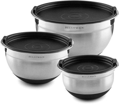 Bellemain Mixing Bowls Set - Stainless Steel Bowls with Airtight Lids | 3-Piece Food Storage Containers