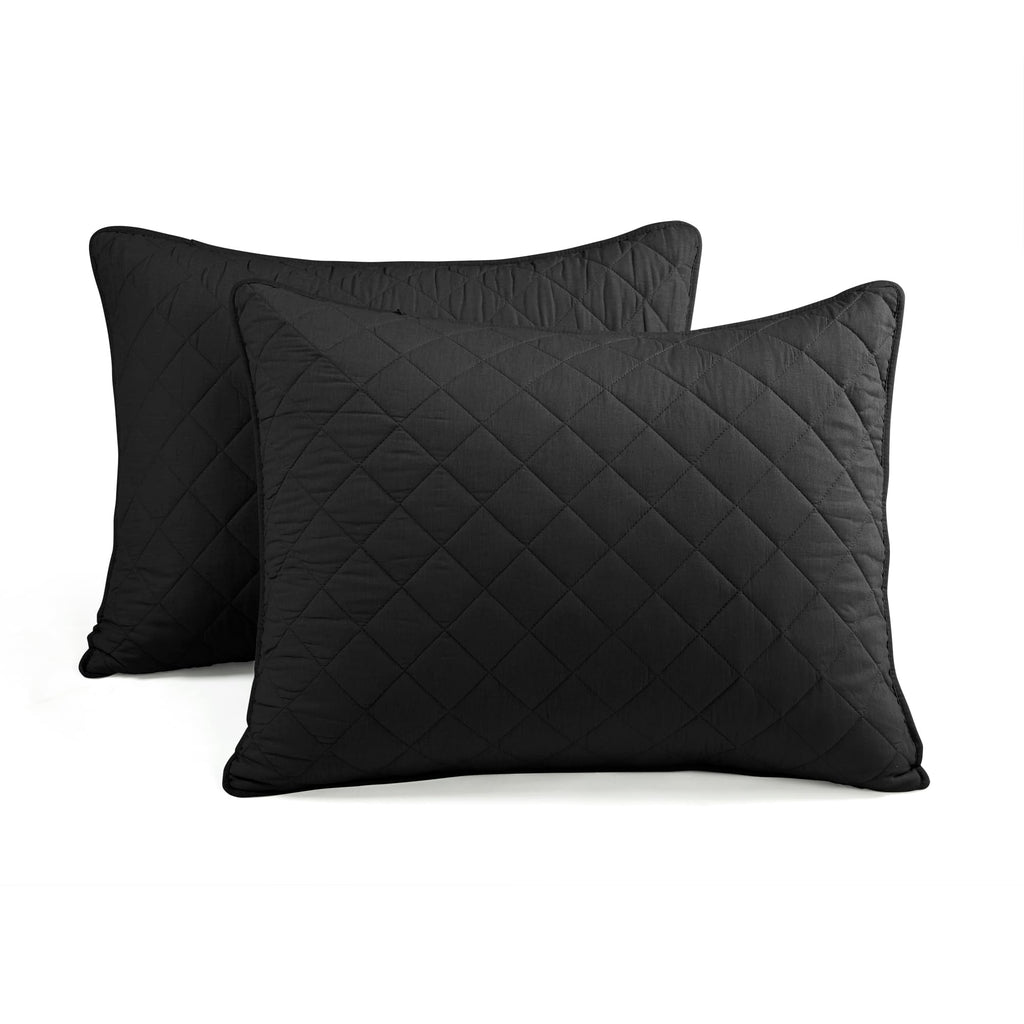 Lush Decor Ava Diamond Oversized Cotton Quilt Set, 3 Piece Set, Full/Queen, Black - Soft & Cozy Quilted Bedding Set - Queen Quilt - Black Bedspread - Traditional, Farmhouse & Minimalist Bedroom Decor