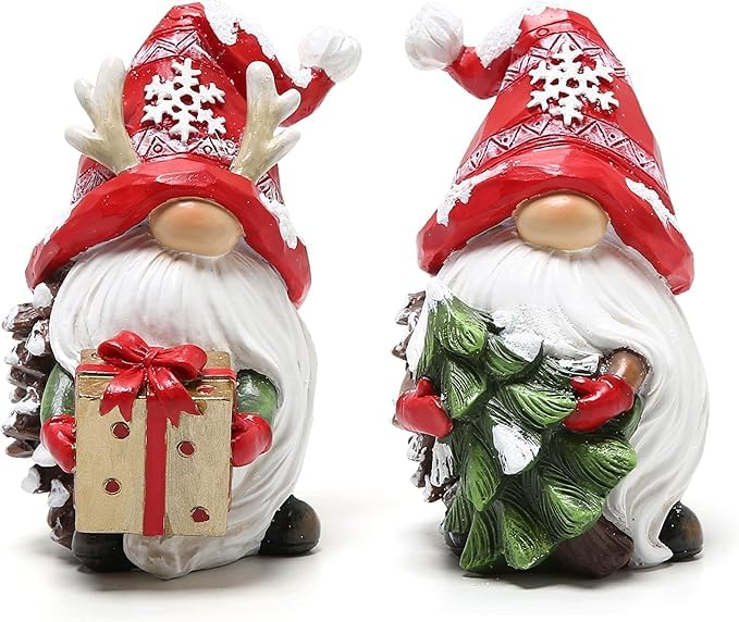 Christmas Gnomes Decor Resin Figurines - Festive Holiday Table Centerpiece - Variation of THIS Listing