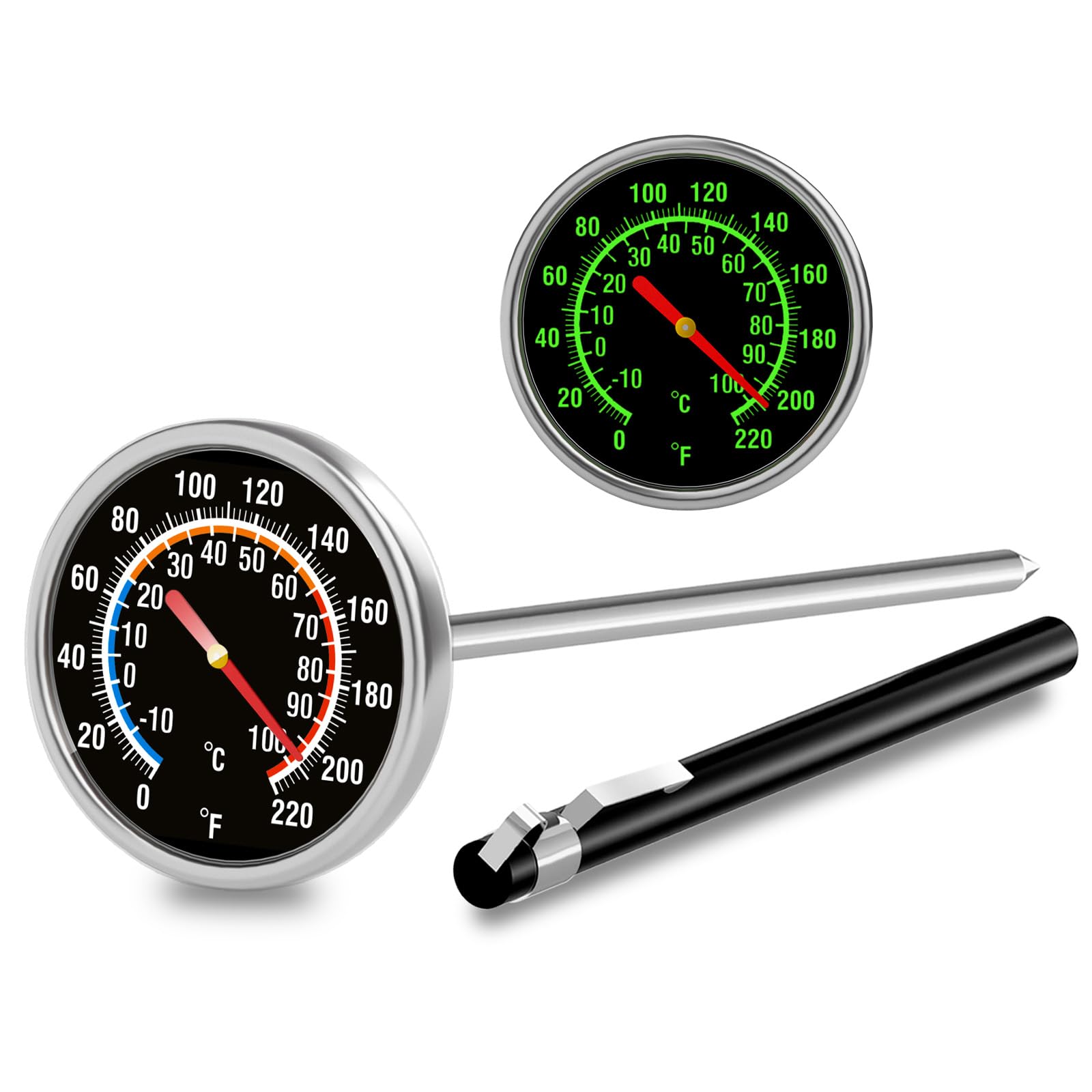 Meat Thermometer - Instant Read Food Thermometer with 5.5-Inch Stainless Steel Probe for Cooking, Steak, Bread, Chicken, Grilling, Milk, Tea & Coffee - 1.5-Inch Dial Kitchen Temperature (1PCS)