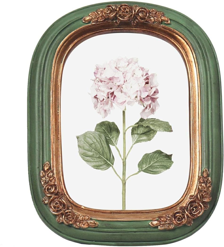 Regine Switzerland Vintage Mini Picture Frame - Antique Floral Relief Design | 2.5x3.5 Inch, Green