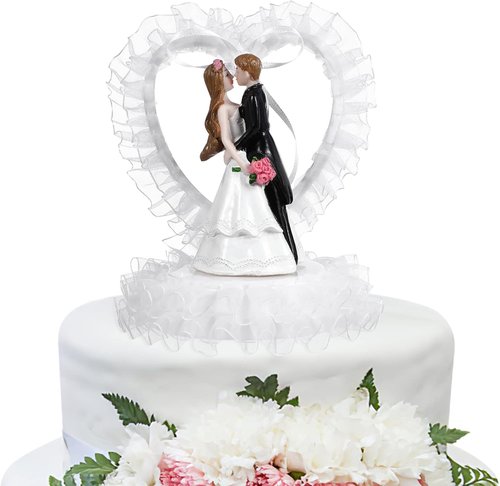 Abaodam Bride and Groom Cake Topper - Romantic Heart Design Figurine for Weddings & Anniversaries