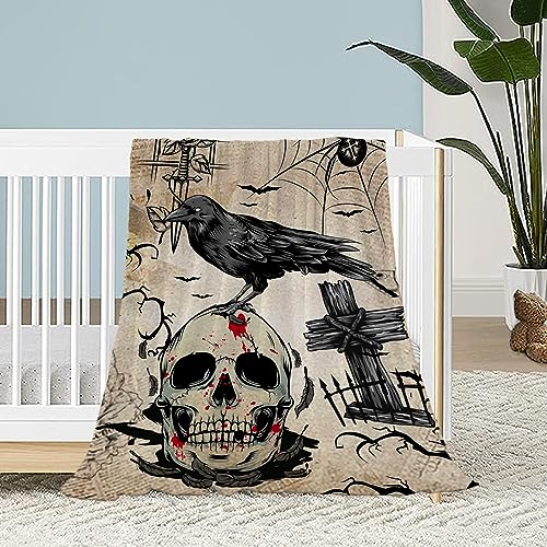 Neatee Living Vintage Skull Halloween Throw Blanket - Soft Fleece 30x40