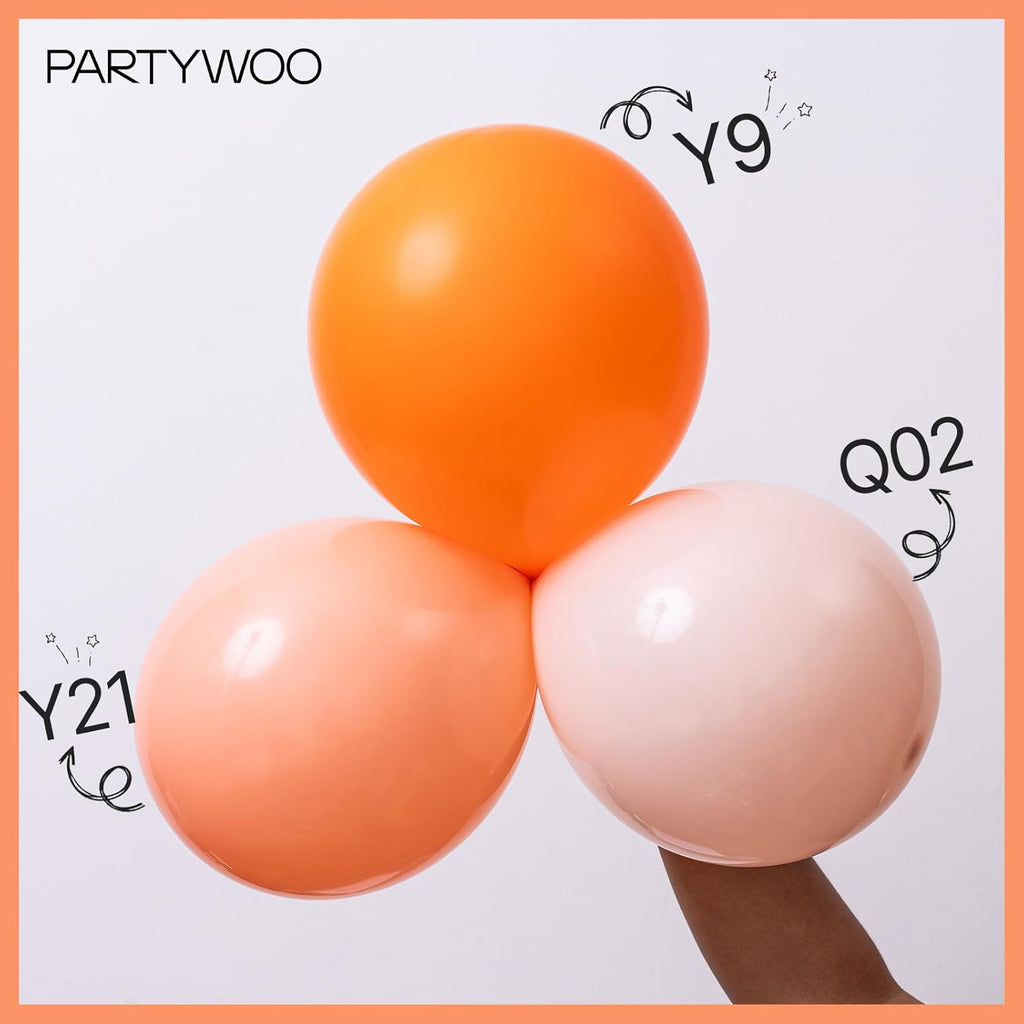 PartyWoo Peach Balloons - 50 Pack 12 Inch Light Orange Latex Helium Balloons for Celebrations