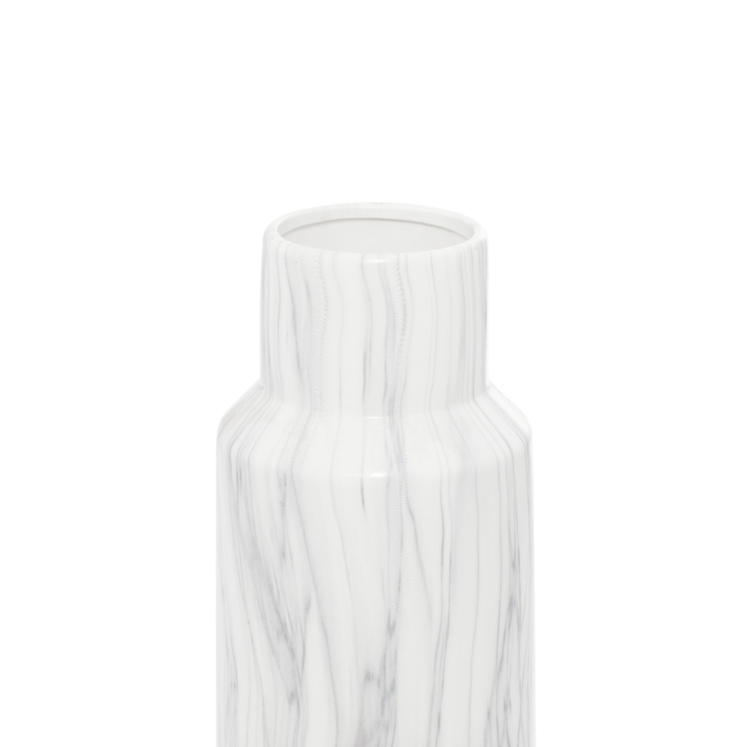 Deco 79 Ceramic Decorative Vase Faux Marble Centerpiece Vase, Flower Vase for Home Decoration 6" x 6" x 15", White