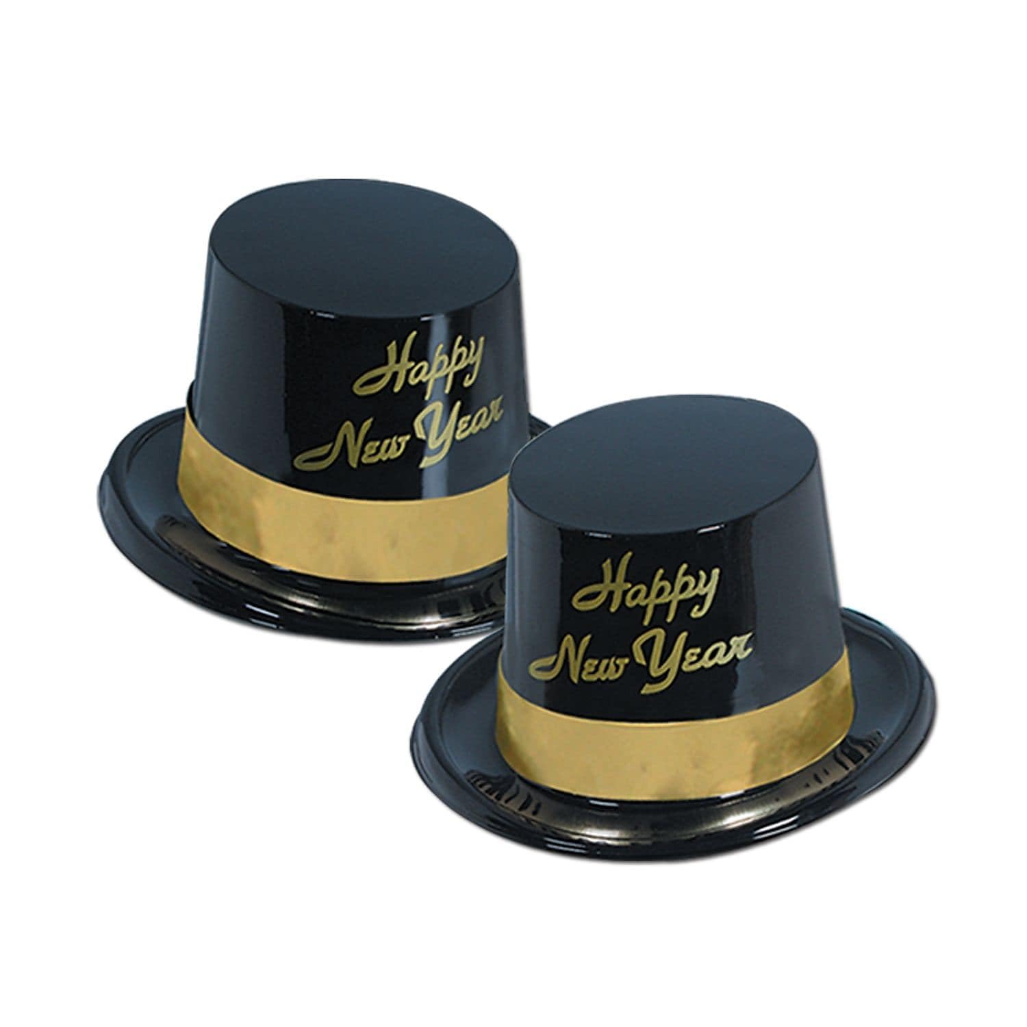 Beistle Legacy New Year Topper Hat With Gold Band, One Size, Black88630-25BK