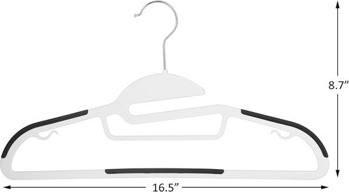 Finnhomy Heavy Duty Plastic Hangers - Non-Slip Pads & Space Saving Design | 50 Pack, White