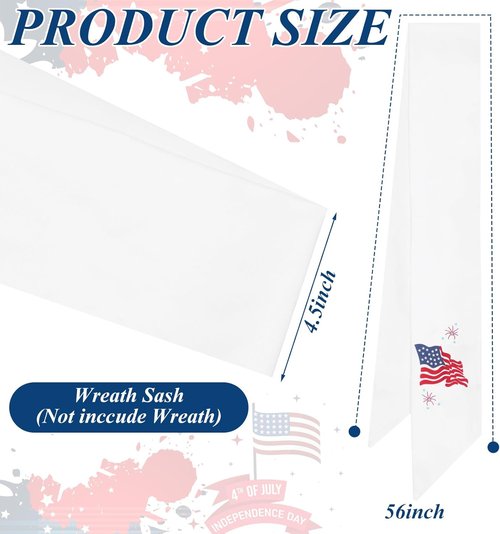 Hahafelt Patriotic Wreath Sashes - USA Flag Design for 4th of July | 56" x 4.5" Home Decorations