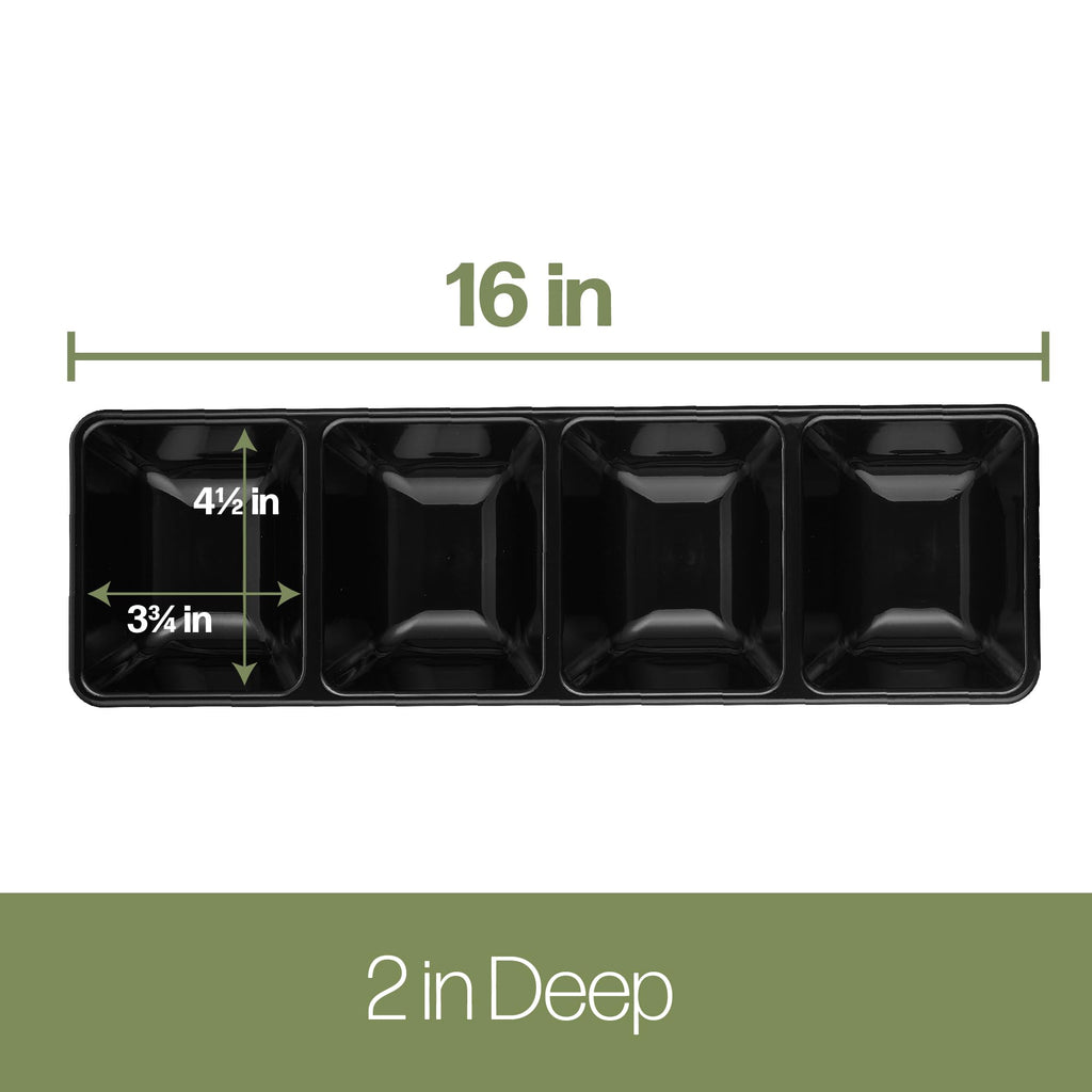 Plasticpro 4 Sectional Rectangle Plastic Serving Tray/Platter (2, Black)