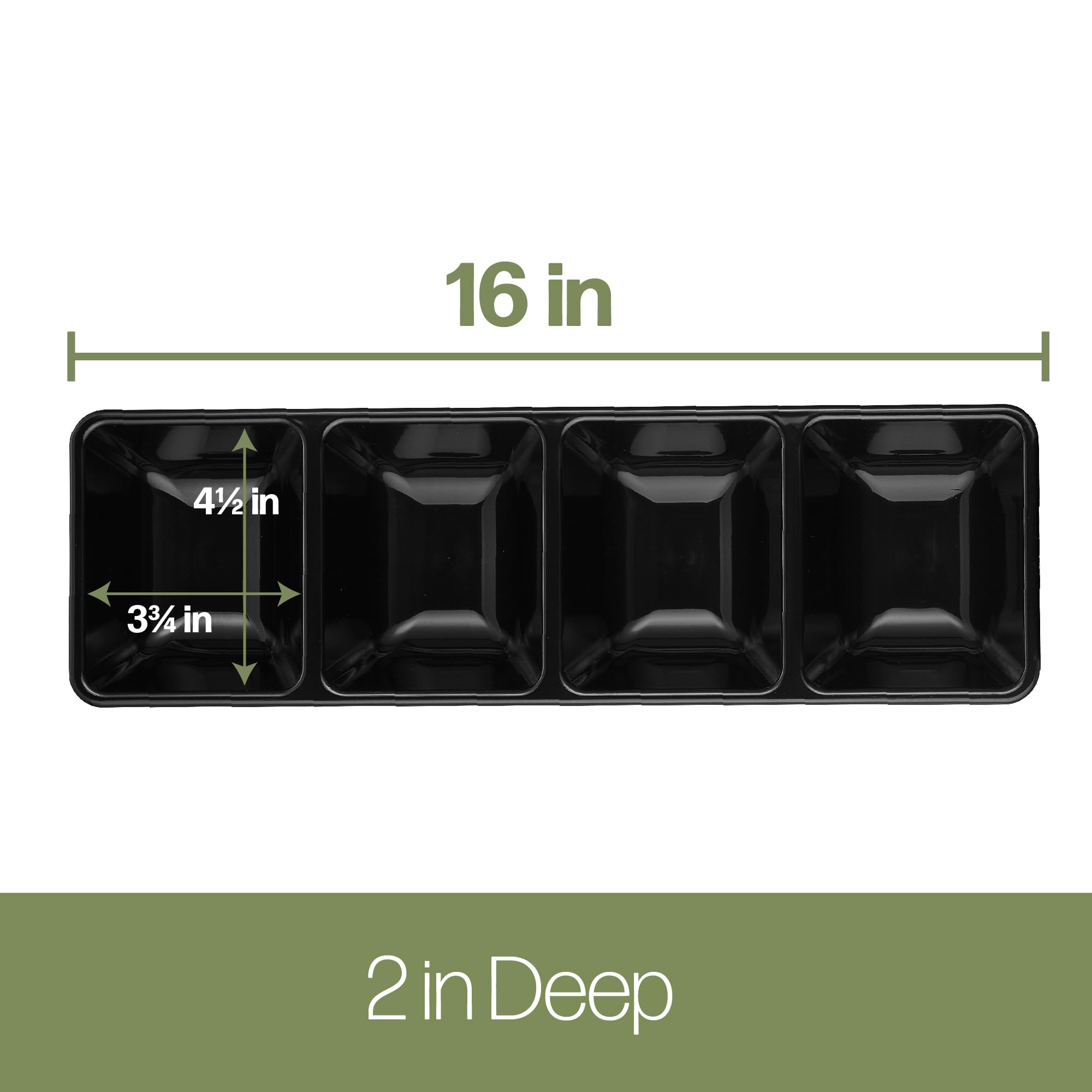 Plasticpro 4 Sectional Rectangle Plastic Serving Tray/Platter (2, Black)