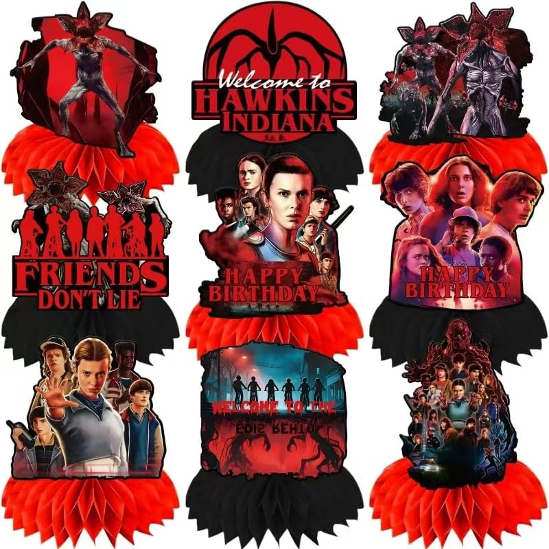9-Piece Stranger Things Honeycomb Table Centerpieces Party Decor