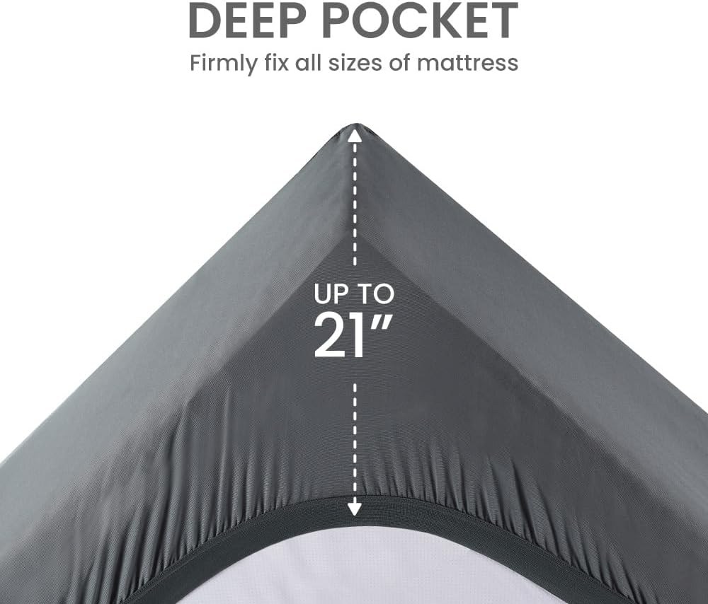 Sleep Zone Cooling Queen Mattress Topper - Premium Breathable Pad Cover with Deep Pockets (Grey)