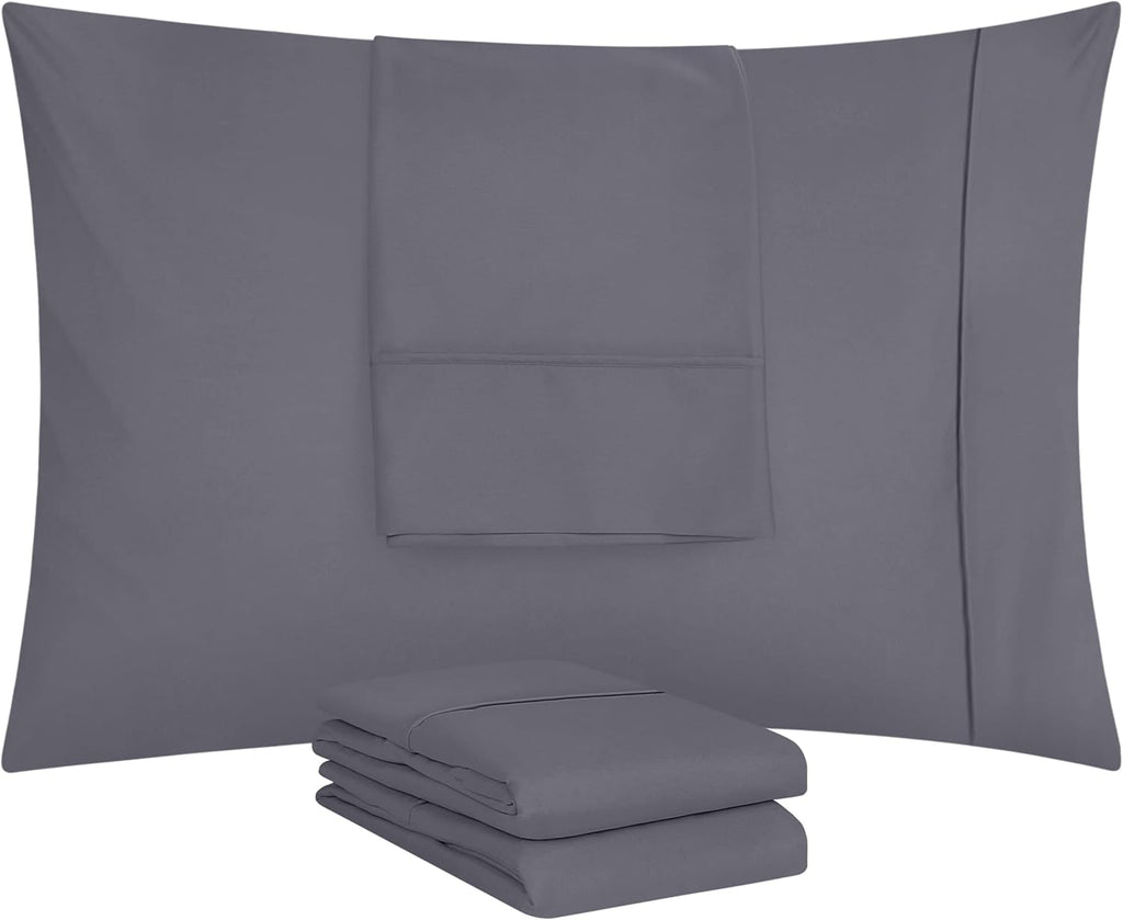 Utopia Bedding Standard Pillow Cases - Soft Brushed Microfiber - 4 Pack, 20x26 Inches, Grey