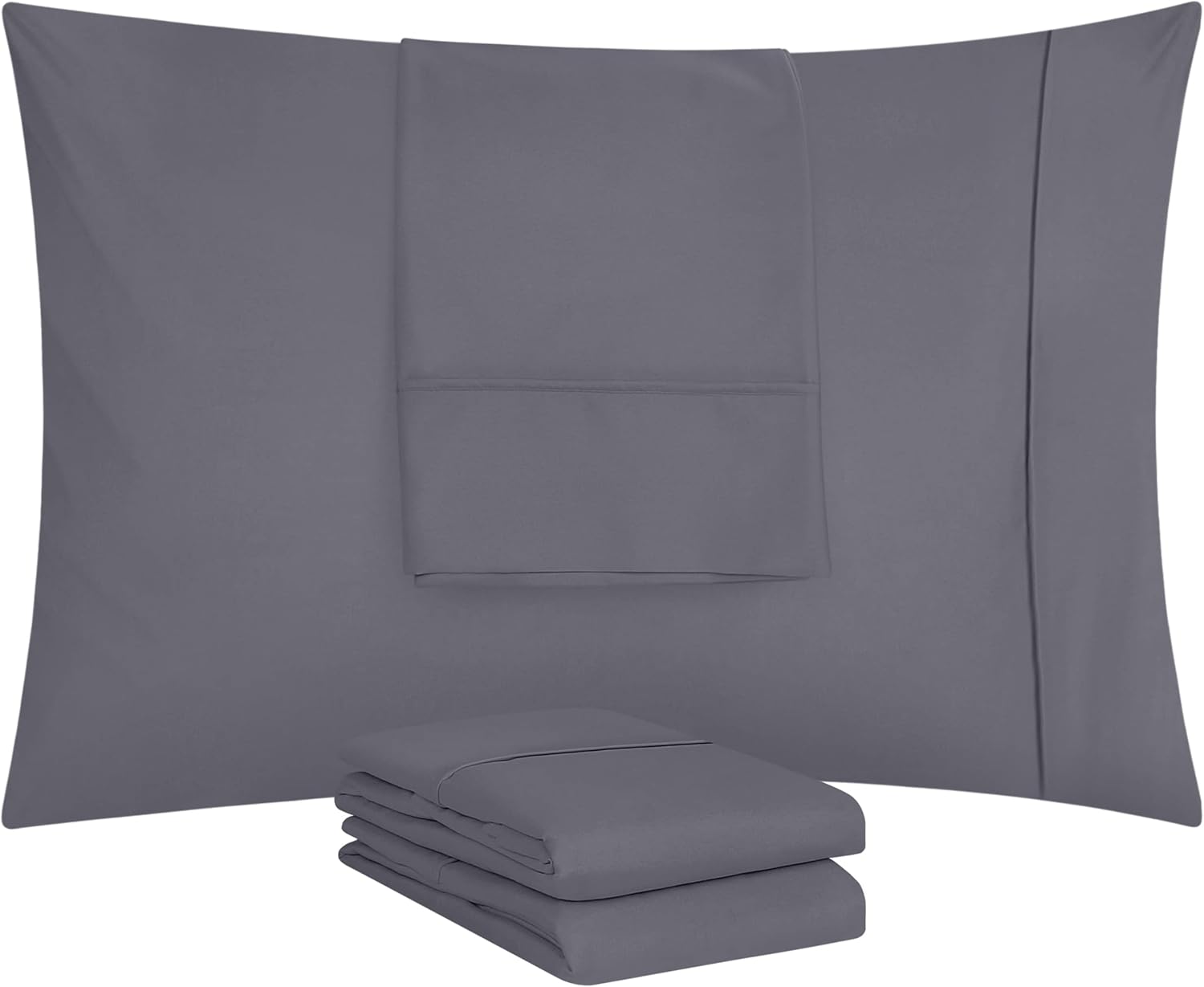 Utopia Bedding Standard Pillow Cases - Soft Brushed Microfiber - 4 Pack, 20x26 Inches, Grey