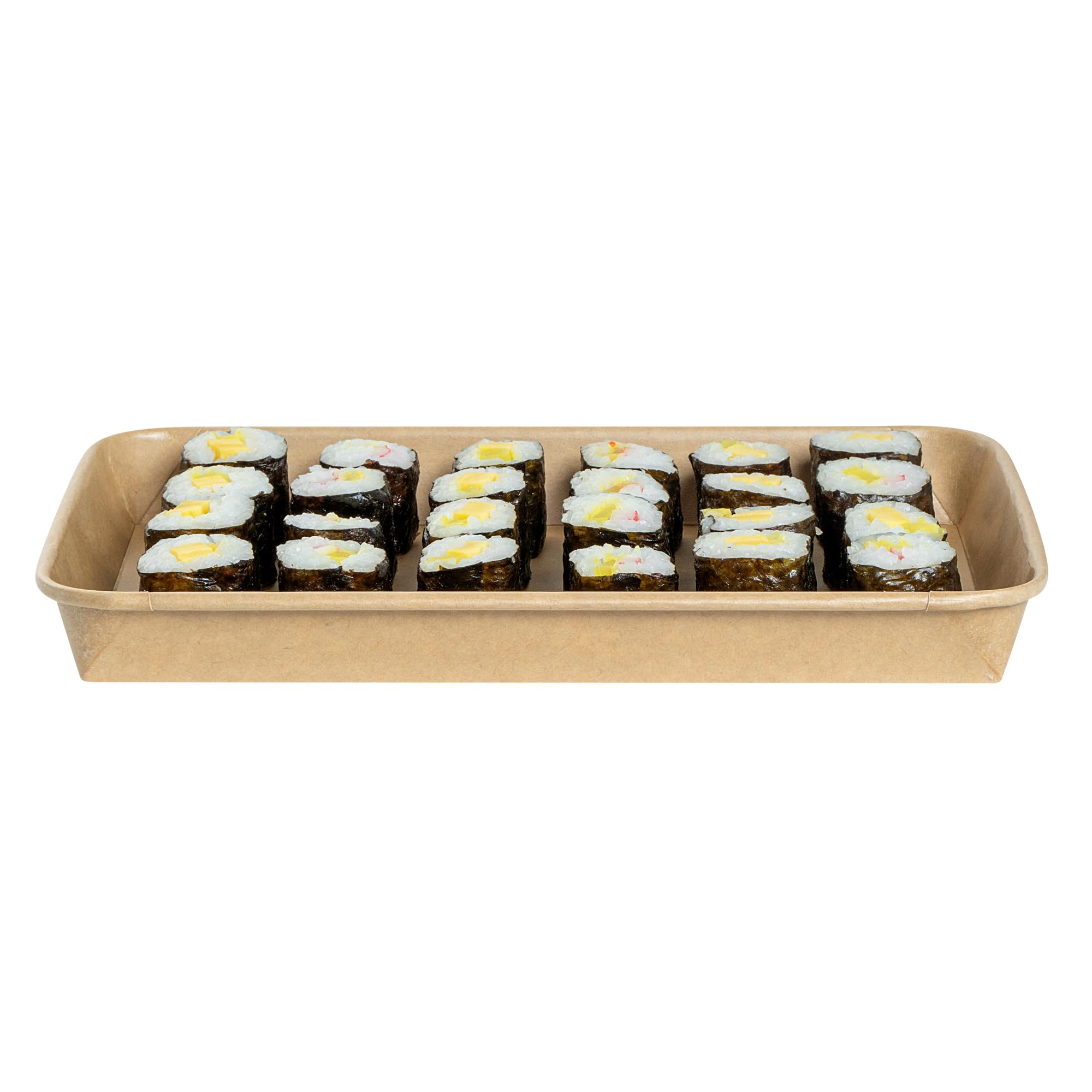 Matsuri Vision 9.5 x 6 x 0.9 Inch Sushi Trays, 100 Greaseproof Sushi Packaging Boxes - Lids Sold Separately, Disposable, Kraft Paper Sushi Containers, For Appetizers Or Desserts - Restaurantware