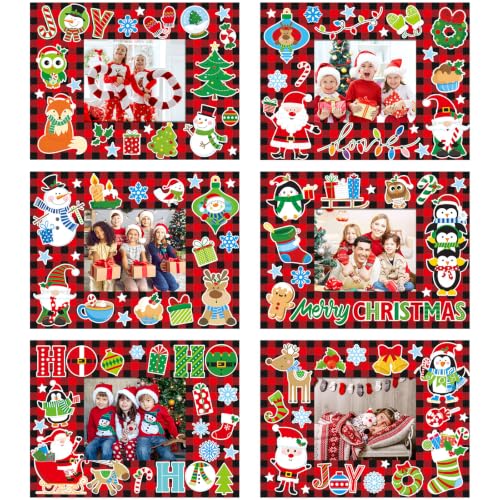 Christmas Photo Frame Craft Set - 96 Pack with Stickers, 6 Styles
