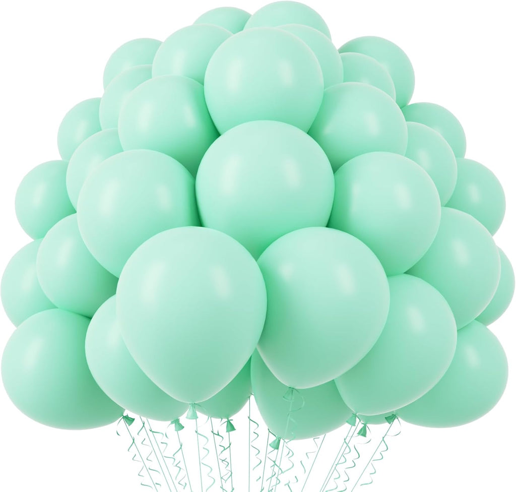 Voircoloria Mint Green Balloons - 12 Inch Pastel Latex for Baby Showers, Weddings & Parties